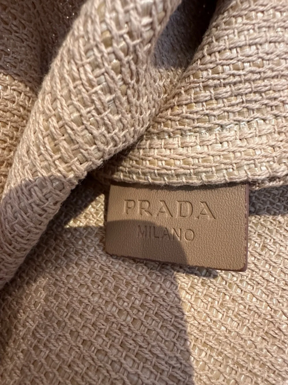 Prada Beige Straw Tote with Brown Logo and Handles - Picture 2 of 4